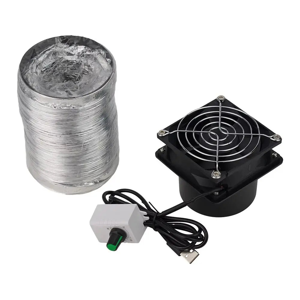 1Pcs Adjustable Speed USB Exhaust Fan Duct Air Ventilation with Pipe Air Blower Simple Mini Fume Absorber