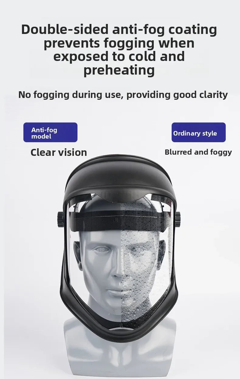 Full Face Protective Safe Mask, Anti Fog, Anti Impact, Anti Splash, Head Mounted Transparent Dust-proof and Oil Fume Proof Mask