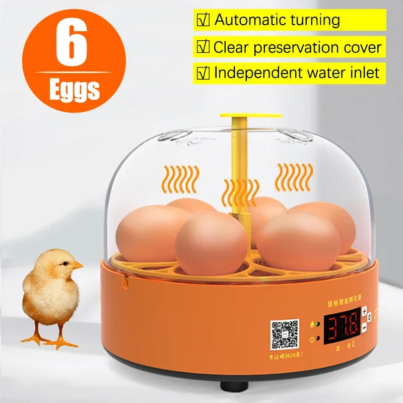 Incubadora de huevos de 6/9/12, incubadora de incubación de giro totalmente automática, máquina chocadeadora de huevos de animales de granja, incubadora Digital con Control de temperatura