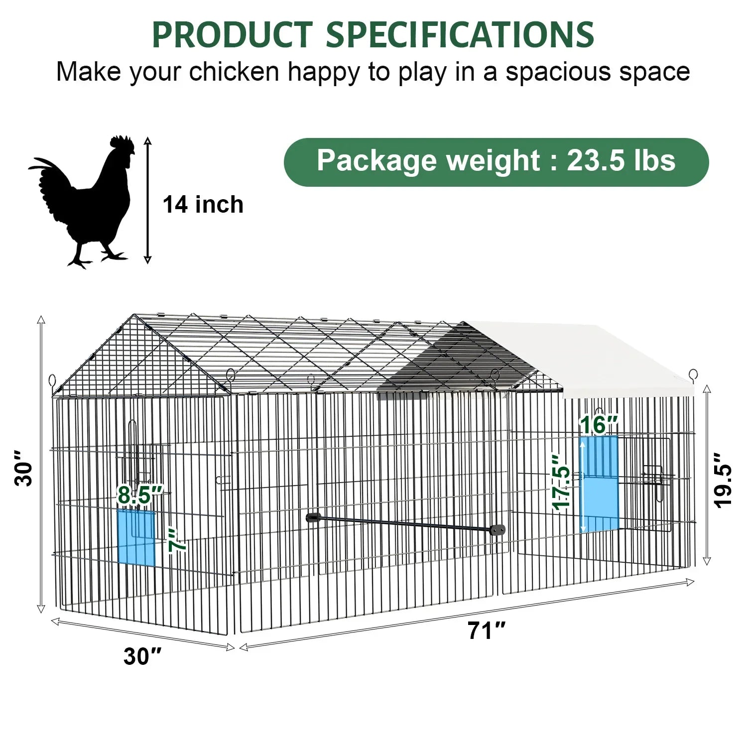 Gallinero Plegable Grande para Aves de Corral
