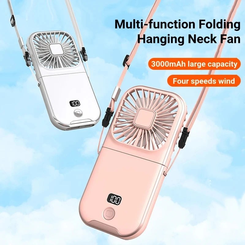 Foldable Hanging Neck Fan Cooling Desktop Refrigeration Handheld USB Mini Fan Camping Mute Ventilador Air Cooler for Sports