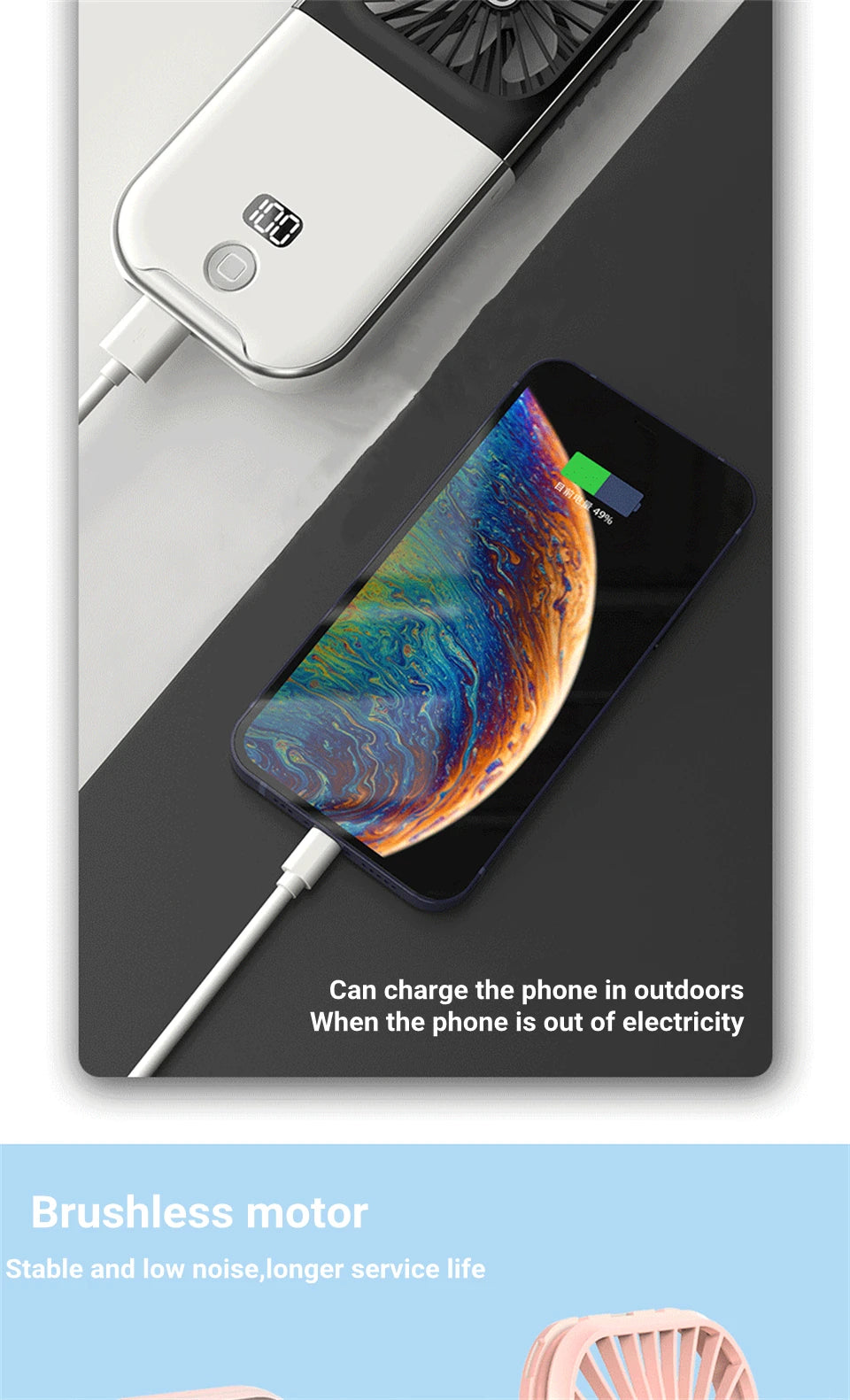 Foldable Hanging Neck Fan Cooling Desktop Refrigeration Handheld USB Mini Fan Camping Mute Ventilador Air Cooler for Sports