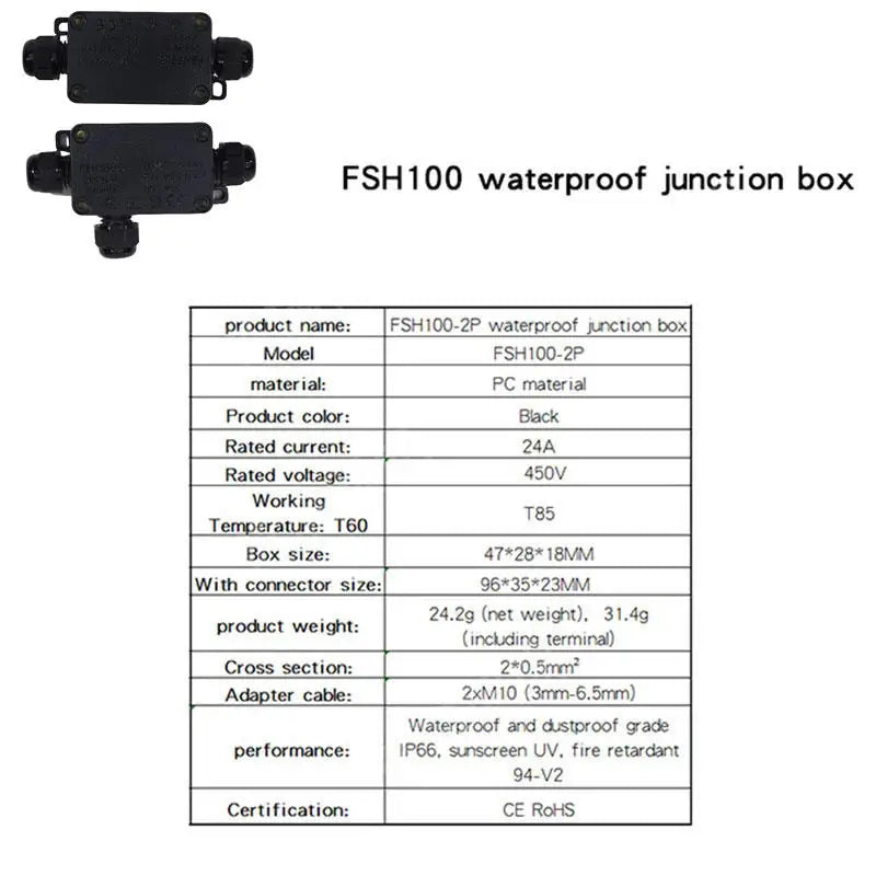 Junction Box Mini Outdoor Waterproof Ip66 Terminals One In Two Out Waterproof Box Plastic Corrosion Resistant Black Junction