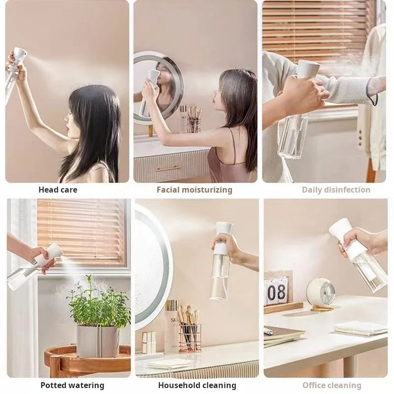 200ml Refillable Continuous Mist Spray Bottle High Pressure Ultra-Fine Mist Portable Disinfectant Sprayer for Hair Styling Clean