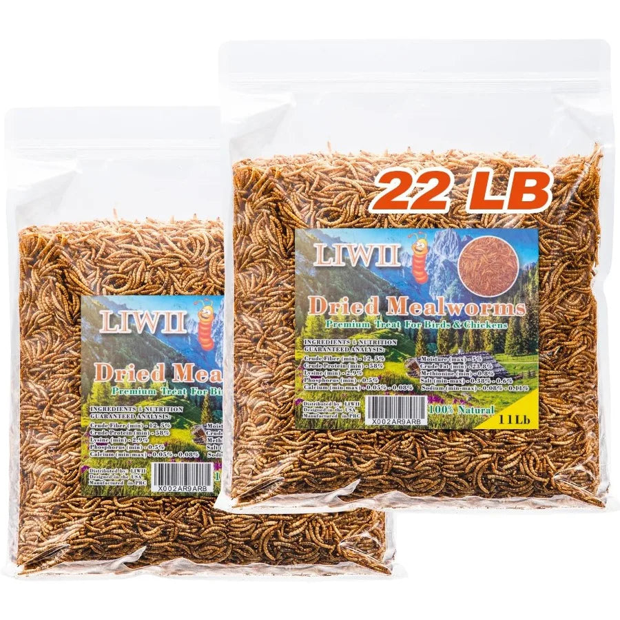 Gusanos de Harina Deshidratados 22LB Alto Proteína para Gallinas