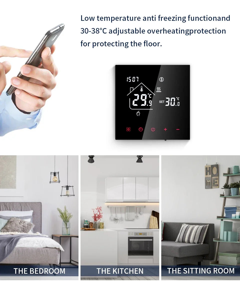 WiFi Smart Thermostat Temperature Controller Tuya Smart Life For Floor Heating Electric/Water Gas Boiler Works With Alexa Alice