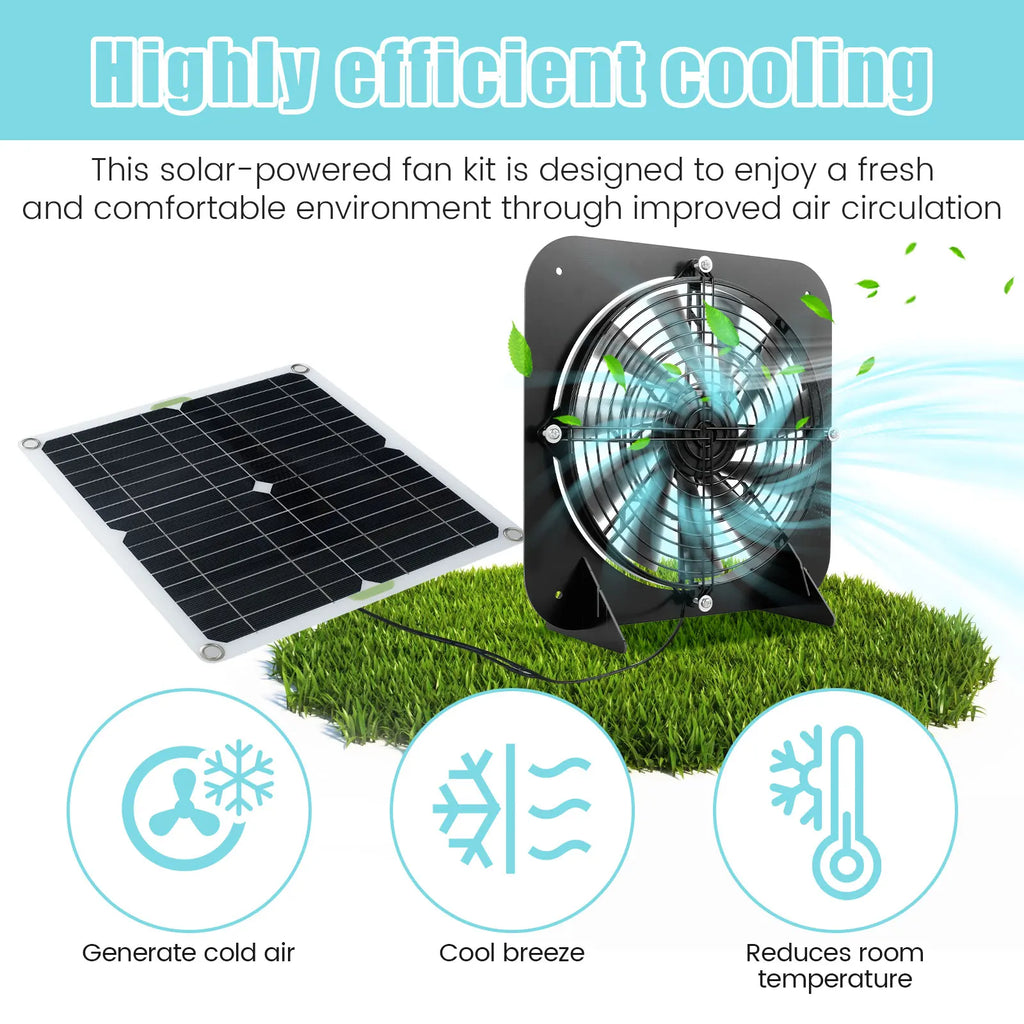 Kit Ventilador Solar 100W 12V Doble para Gallineros e Invernaderos