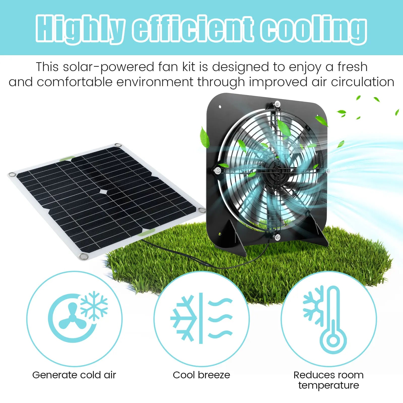 Kit Ventilador Solar 100W 12V Doble para Gallineros e Invernaderos