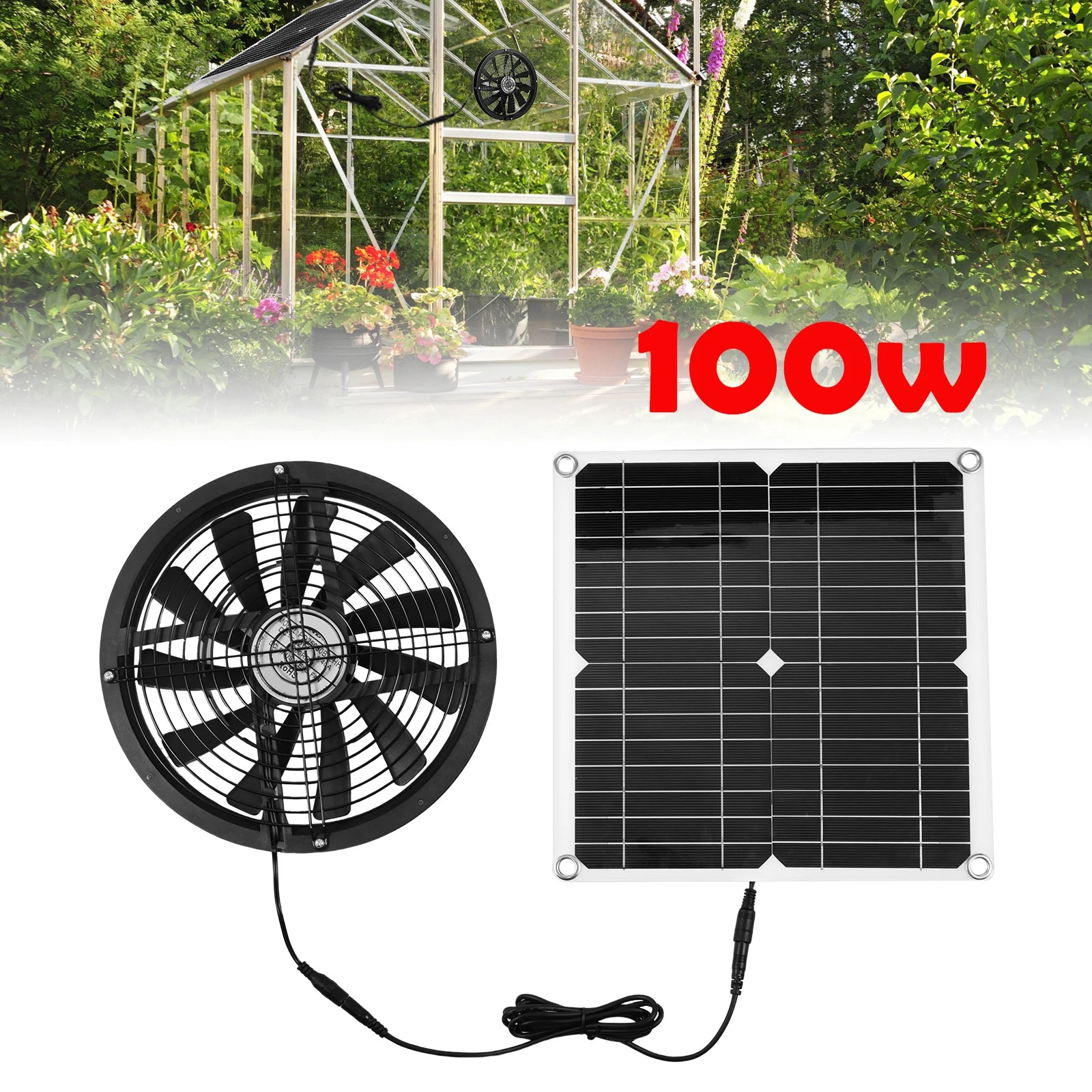 Extractor Solar 100W para Gallinero e Invernadero