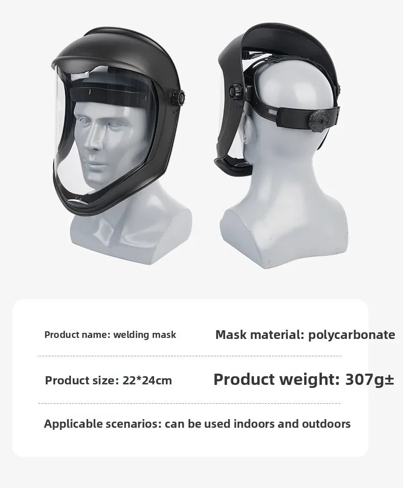 Full Face Protective Safe Mask, Anti Fog, Anti Impact, Anti Splash, Head Mounted Transparent Dust-proof and Oil Fume Proof Mask