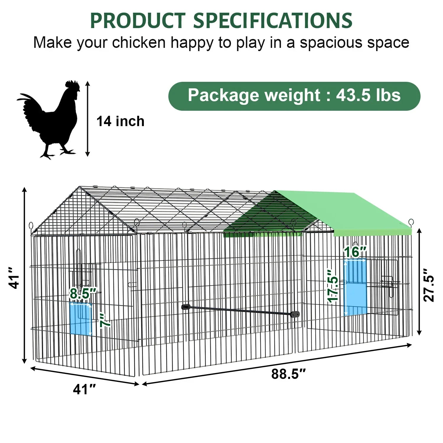 Gallinero Plegable Grande para Aves de Corral