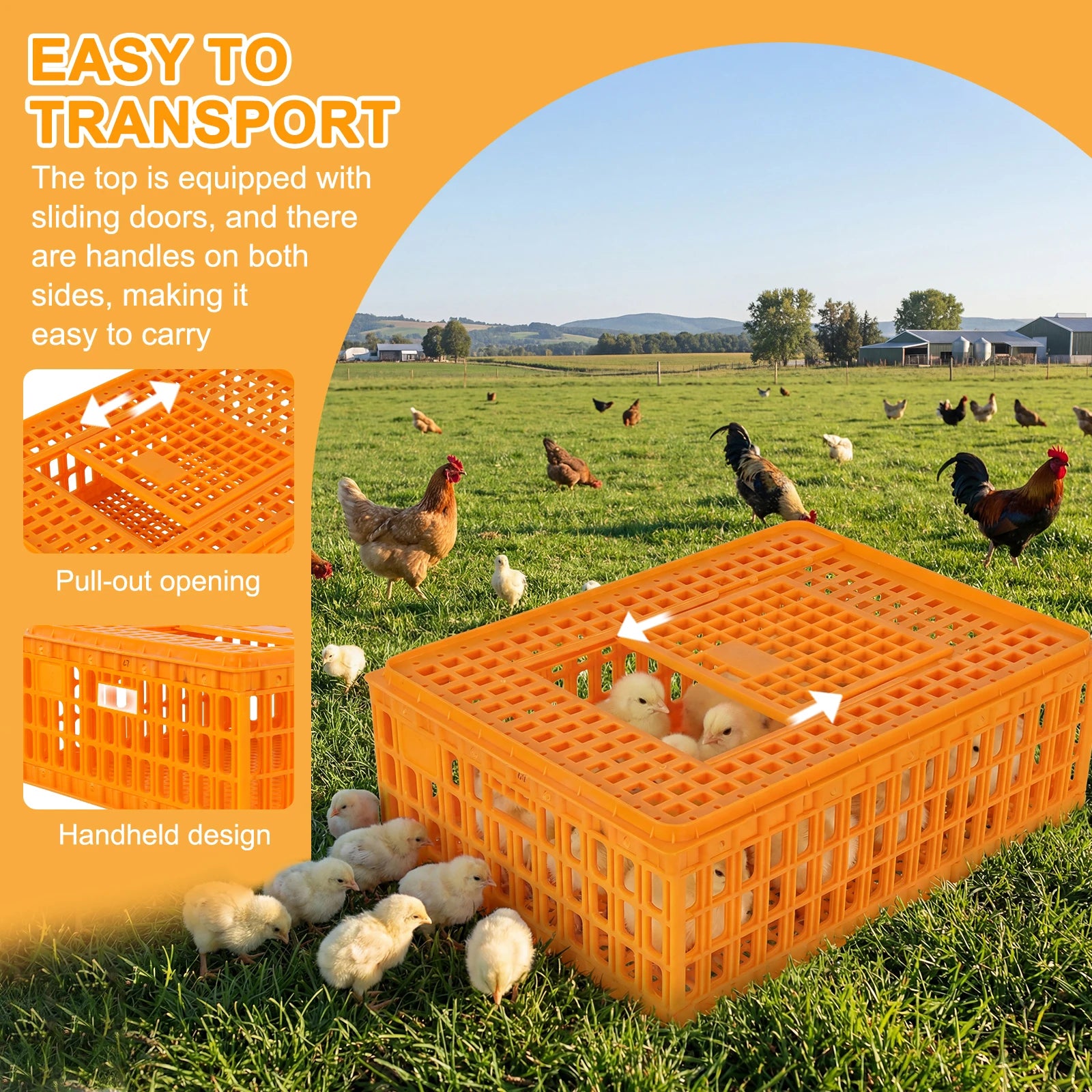 Jaula de Transporte de Plástico para Pollos – Pack 6