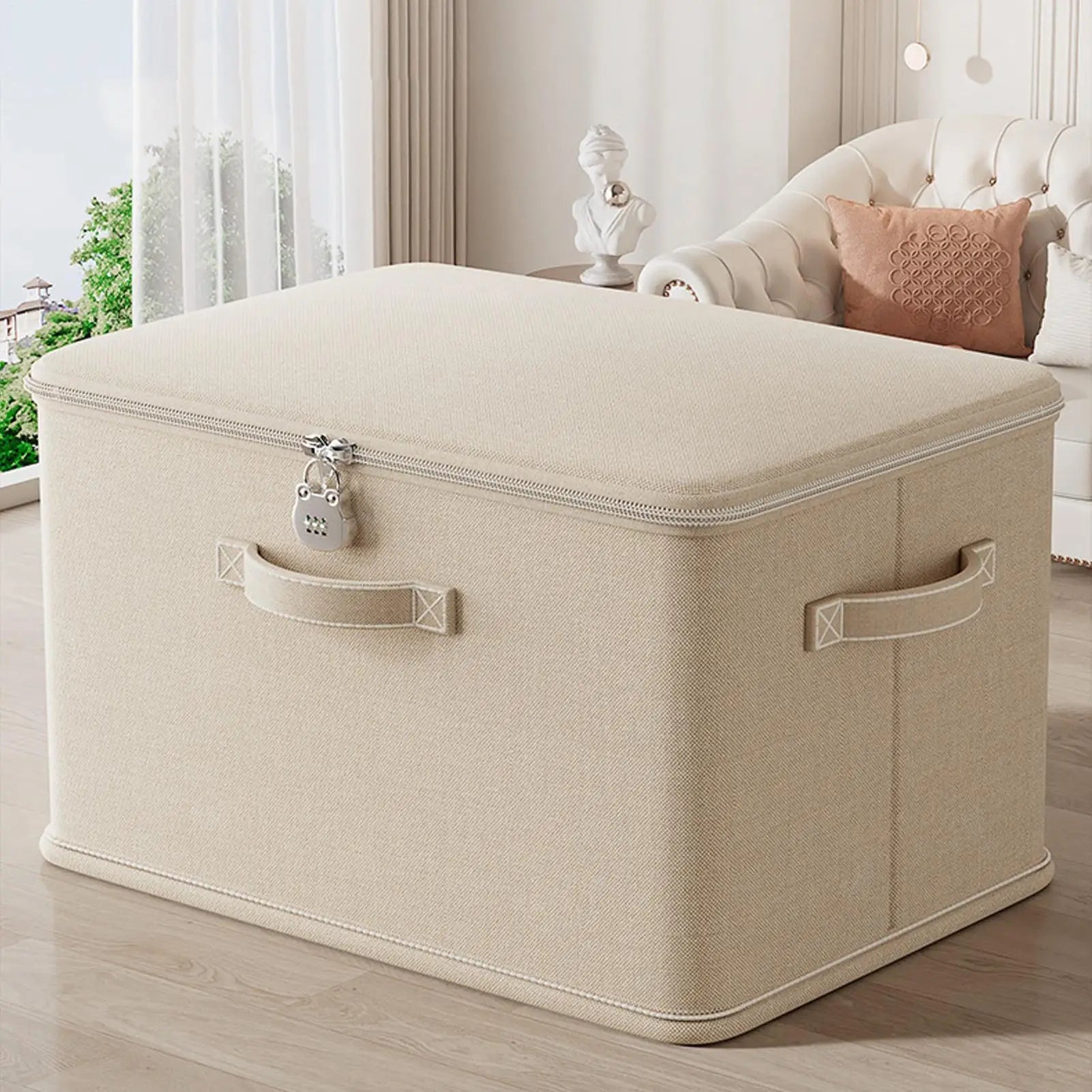 Large Storage Box with Lock Stackable Storage Container Secure with Handle Locking Organizing Bin Washable Shelf Baskets for
