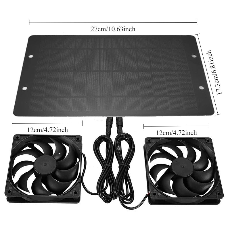 Small Solar Exhaust Fan Mini Cooling Fan Solar Powered Fan Wit Outdoor, Utility Room, Pet House, Chicken House, Dog House