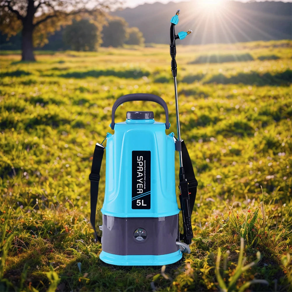 5L Electric Sprayer with 5 Mist Nozzles Battery Powered Sprayer with Adjustable Shoulder Strap Plant Sprayer for Lawn and Garden
