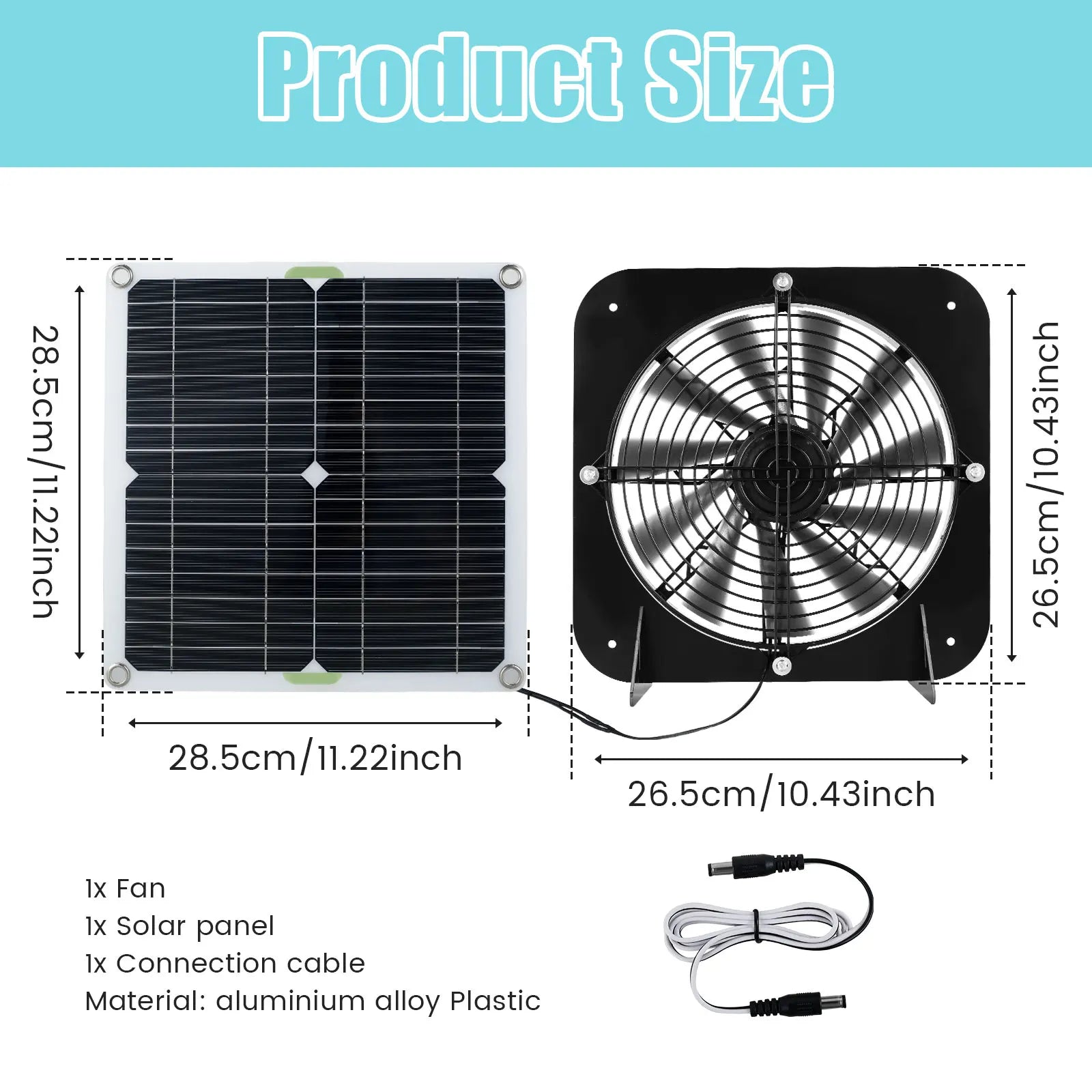 Kit Ventilador Solar 13,5" 100W para Gallineros e Invernaderos