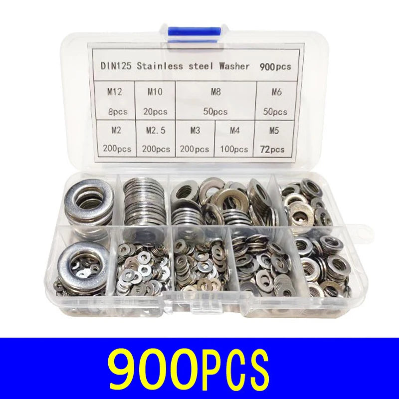 Stainless Steel Washer Kits Thin Smooth Metal Gaskets M6 M3 Plain Snap Washer M2 M2.5 M4 M5 M8 M10 M12 Screw Flat Washers Rings