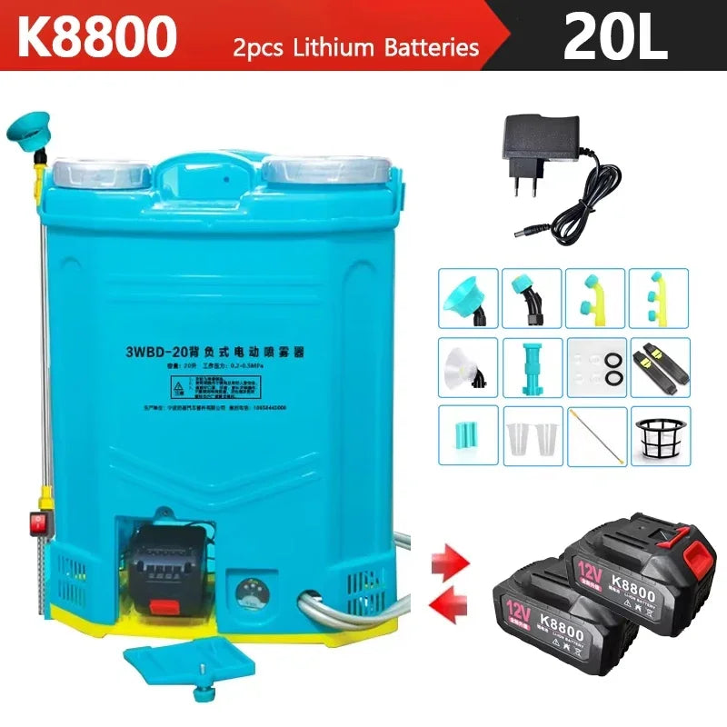 Pulverizador Eléctrico Mochila 20L con Batería de Litio para Gallineros