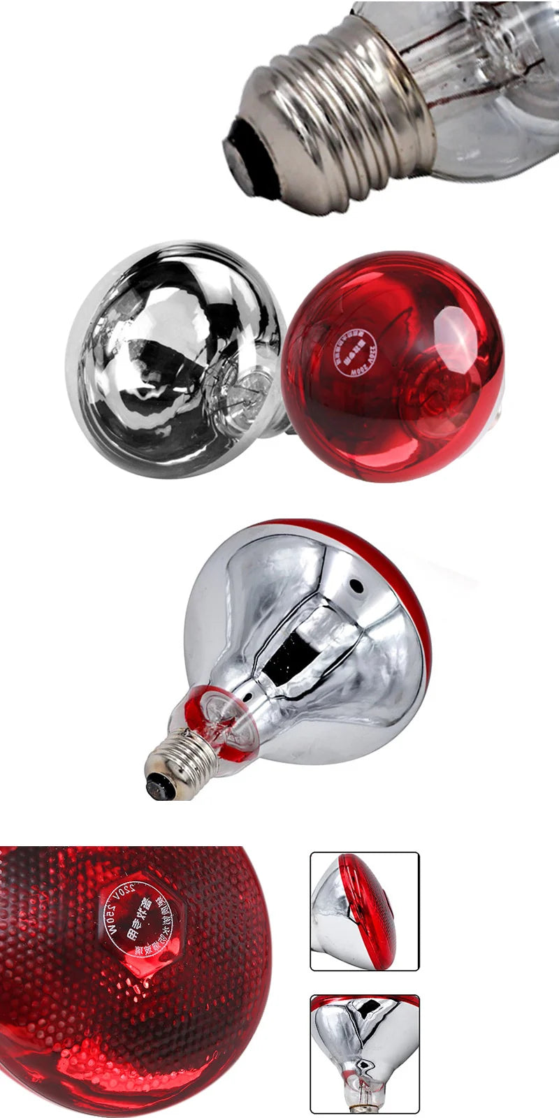 E27 Poultry Heating Lamp Breeding Bulb For Pigl High Quality 100/150/200/250/275W LED Light Pet Brooder Hatch Chick Heater Bulb