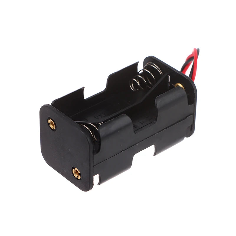 AA Battery Holder 6V For 4 X Batteries Black Plastic Storage Box Case Dual Layers With Wire Lead