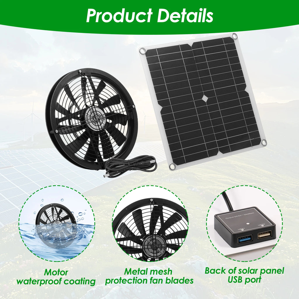 Extractor Solar 100W para Gallinero Ventilación Exterior