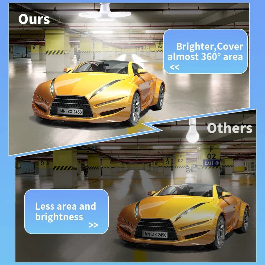 LED 4 Leaf Bulb E27 Collapsible Warm White Light Pendant Light Storage Garage Kitchen Lighting High Brightness Remote Control