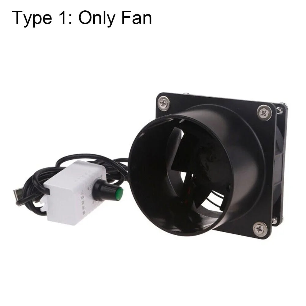 1Pcs Adjustable Speed USB Exhaust Fan Duct Air Ventilation with Pipe Air Blower Simple Mini Fume Absorber