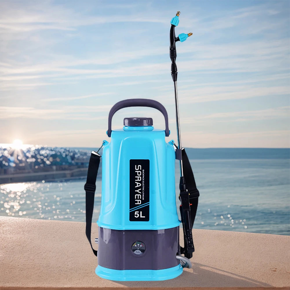 5L Electric Sprayer with 5 Mist Nozzles Battery Powered Sprayer with Adjustable Shoulder Strap Plant Sprayer for Lawn and Garden