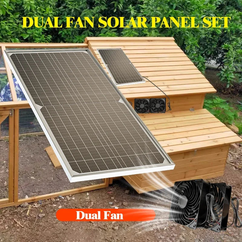 Ventilador Dual 12V para Gallinero, Invernadero y Casa de Mascotas