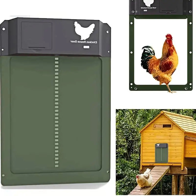 Puerta automática para gallinero, puerta de casa de pollos, Sensor de luz, abridor de pollos de granja, suministros para puerta de jaula de pato para mascotas, alimentado por batería