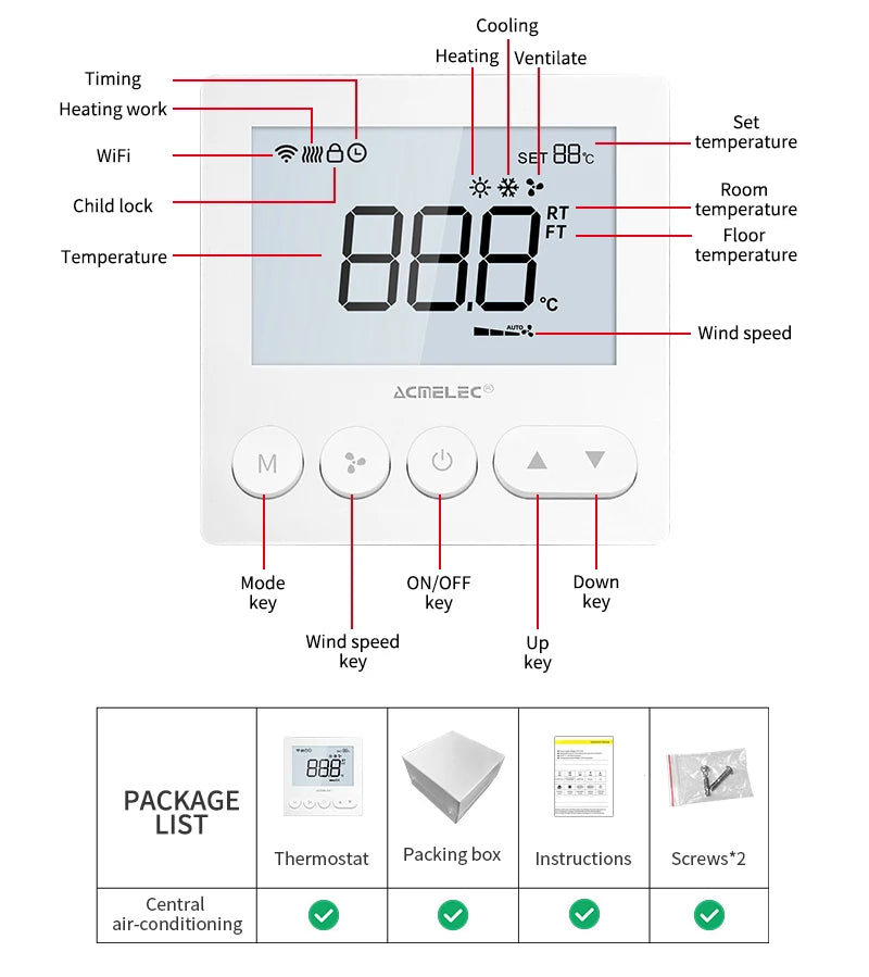 Digital Central Air Conditioning FCU Fan Coil Unit Thermostat Weekly Programmable Temperature Controller Wholesale Price