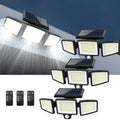 Luz Solar impermeable para exteriores con Sensor de movimiento, luz de seguridad de 3 cabezales y más de 200 LED para porches, garajes, entradas de patio