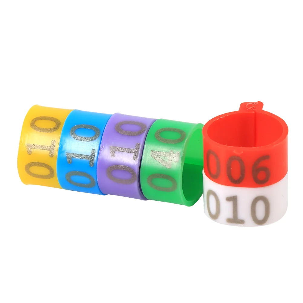 Anillos Numerados de Plástico para Patas de Aves – Pack 100 (16mm, 6 Colores)