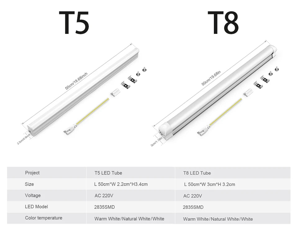 220V T5 15W/T8 25W LED Tube Aluminum Bar Hight Brightness Energy-Saving Fluorescent Tubes For Hotel Mall Cafe Office Lighting