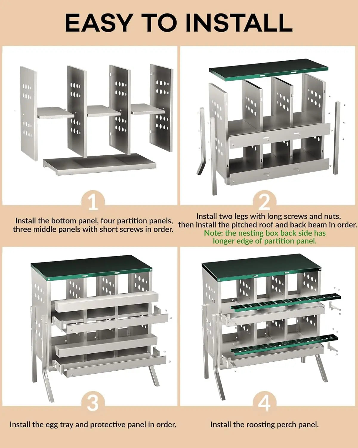 Caja Nido Metálica con Recolección Automática de Huevos