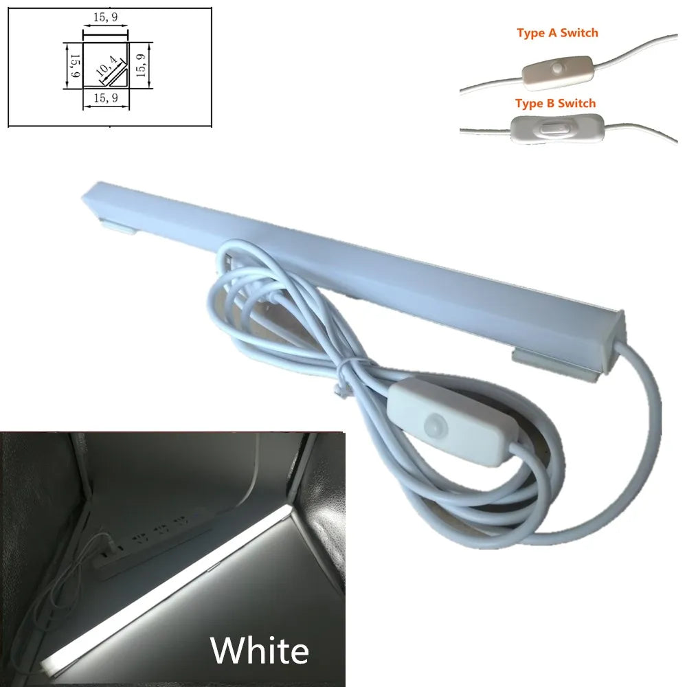 LED Bar Lights USB 2835 LED Hard Strip Tube with U Aluminium Shell Kitchen Aluminum for Under Cabinet Lighting Reading Desk Tabl