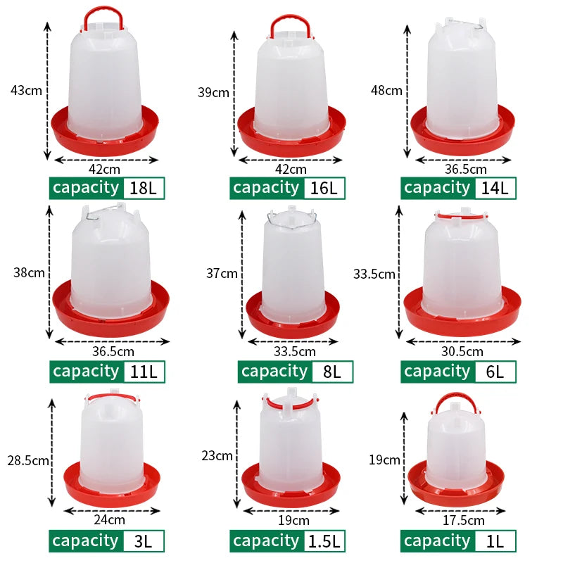 Cubo de agua automático para pollo, dispositivo de alimentación de gallina, gallo, gallina, suministro de agua de granja, 1/1, 5/2/3/4/5/6/8/11/14/16/18L