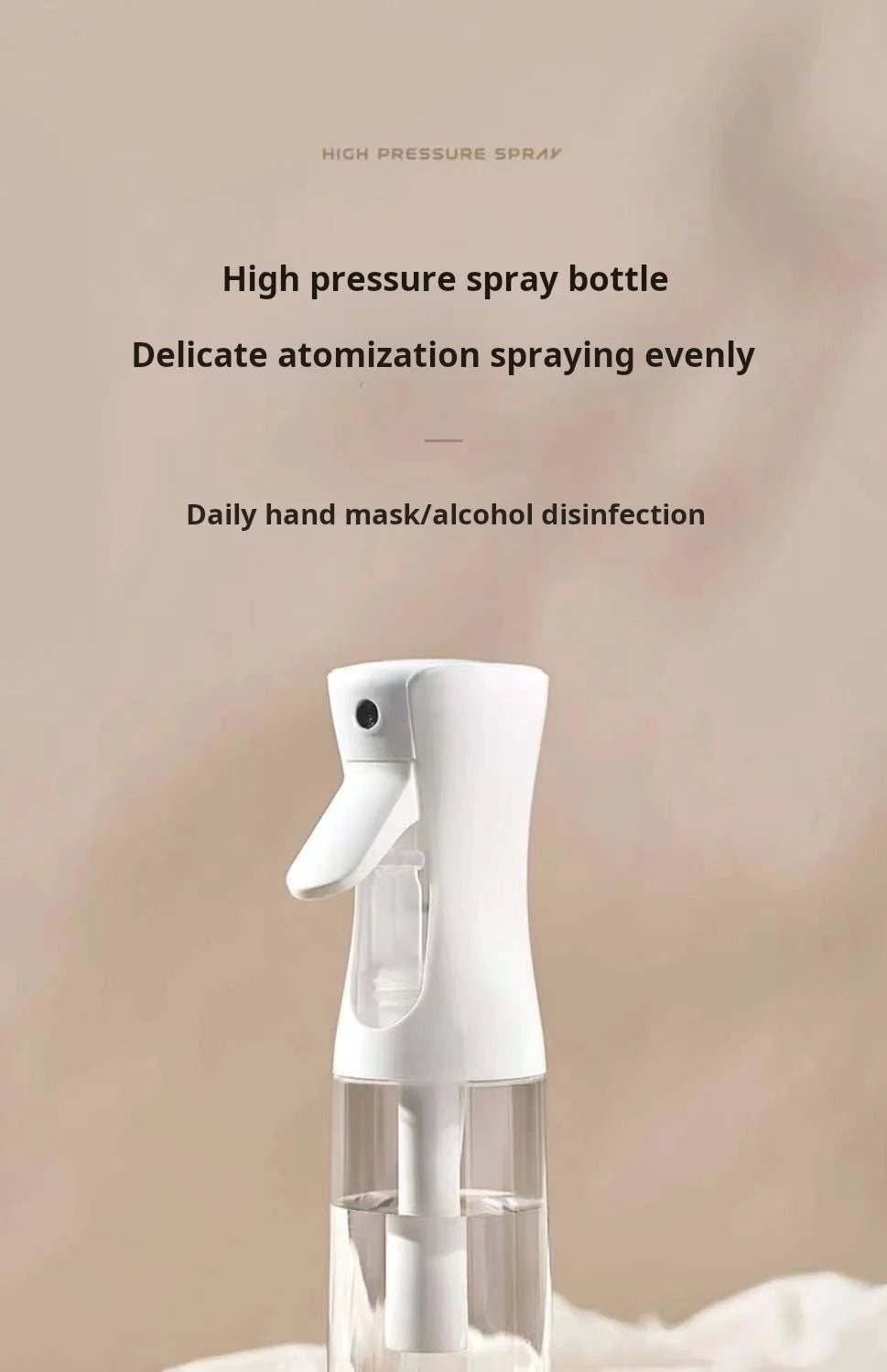 200ml Refillable Continuous Mist Spray Bottle High Pressure Ultra-Fine Mist Portable Disinfectant Sprayer for Hair Styling Clean