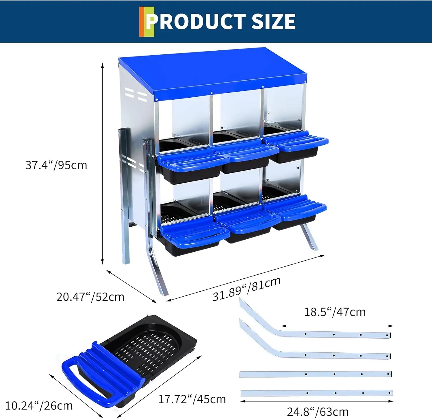 Caja de Anidación para Gallinas de Alta Resistencia con Bandeja Recolectora
