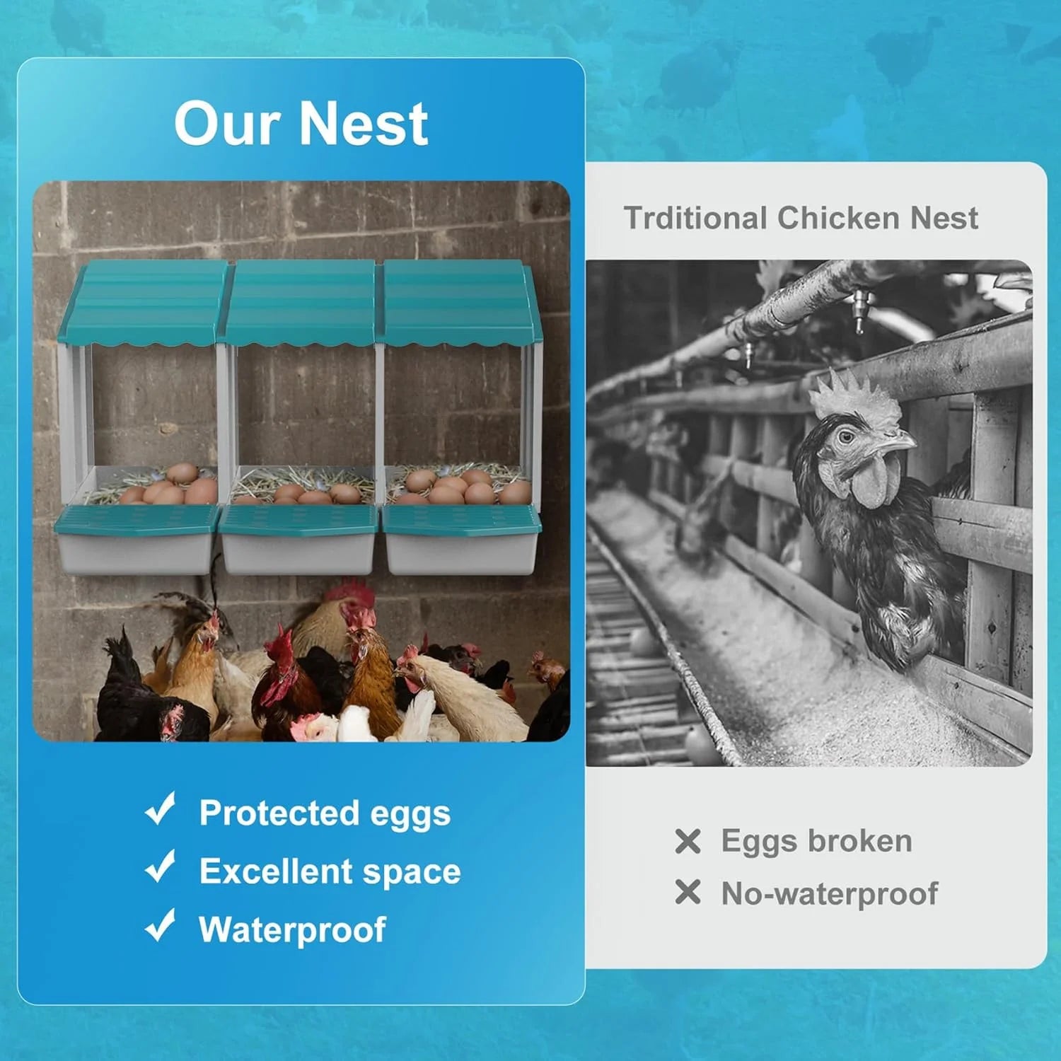 Cajas de Nido de Pollo de Plástico con Sistema de Huevos Enrollables