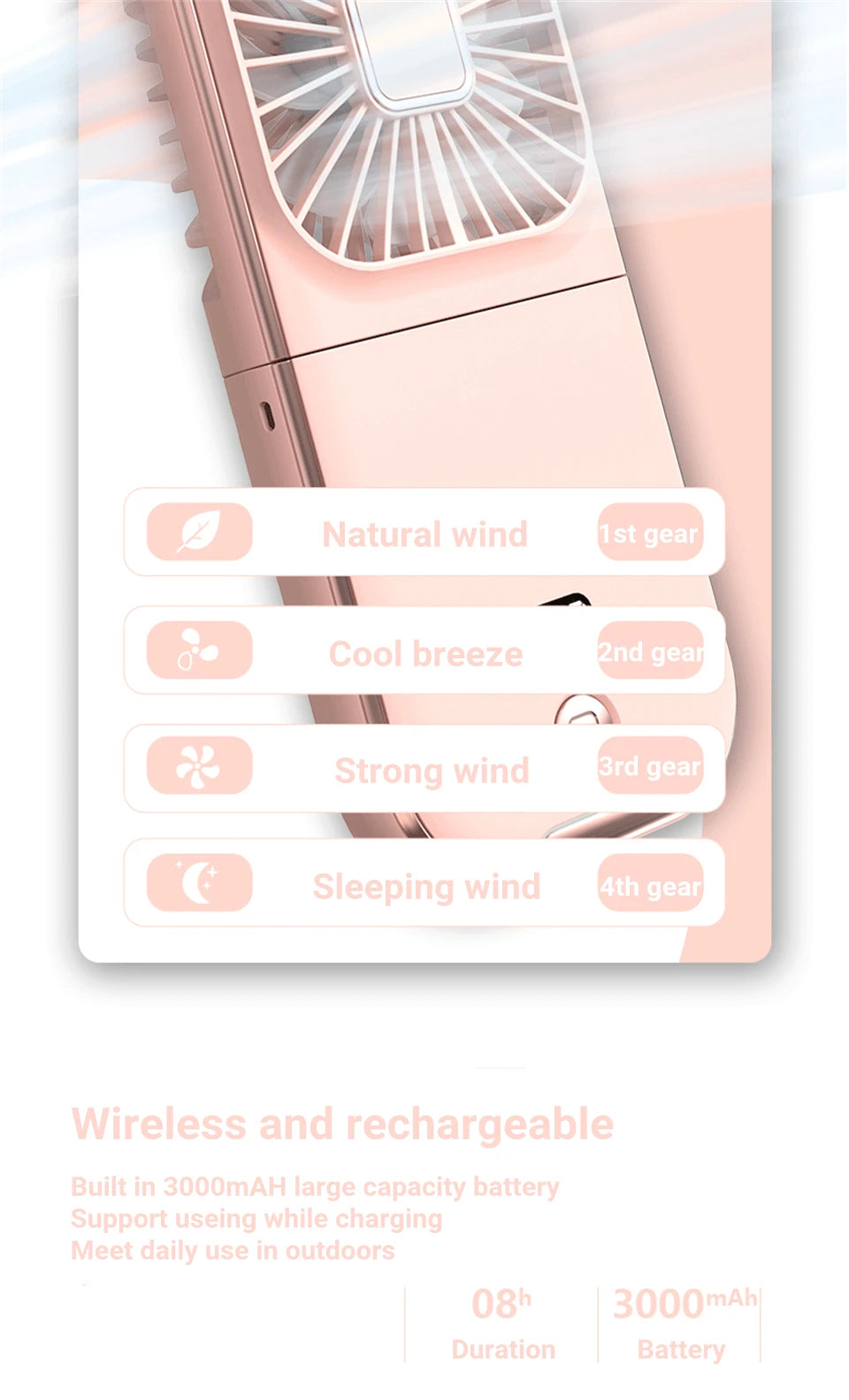 Foldable Hanging Neck Fan Cooling Desktop Refrigeration Handheld USB Mini Fan Camping Mute Ventilador Air Cooler for Sports