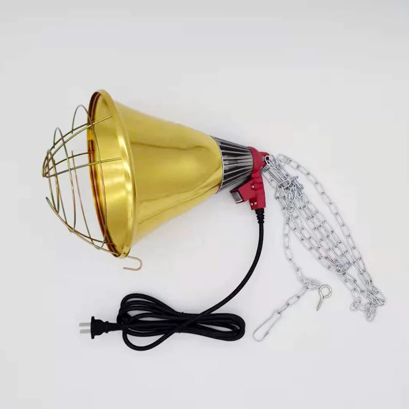 Lámpara Infrarroja 500W para Gallinas con Pantalla y Cadena 2m