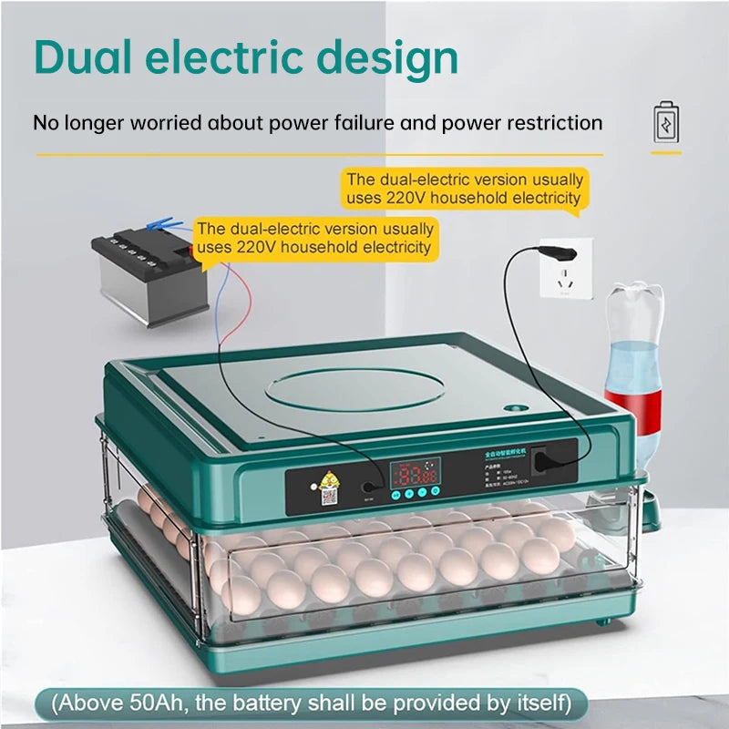 Incubadora de 9 a 48 huevos con volteo automático de huevos y control de humedad, incubadora de patos con cama de agua iónica automática.