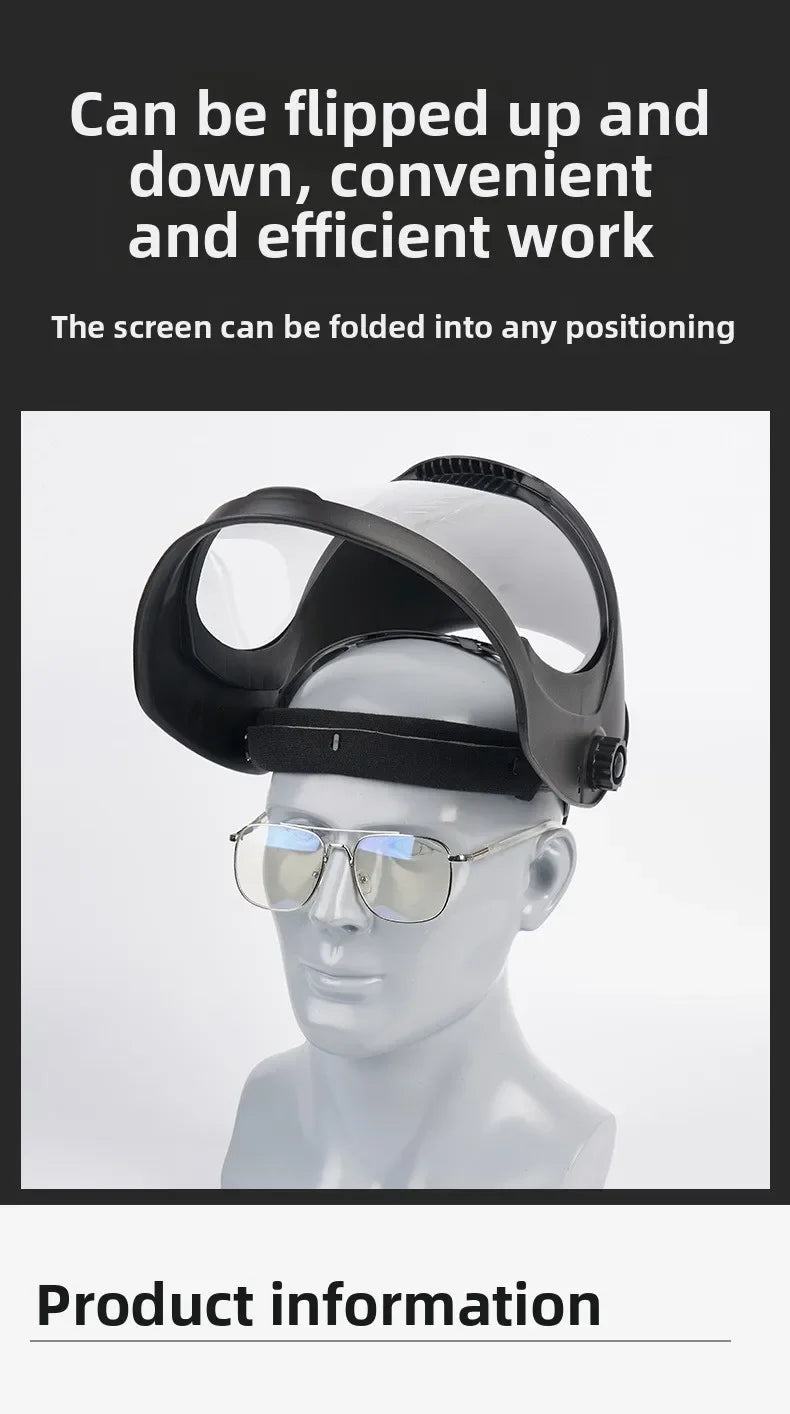 Full Face Protective Safe Mask, Anti Fog, Anti Impact, Anti Splash, Head Mounted Transparent Dust-proof and Oil Fume Proof Mask