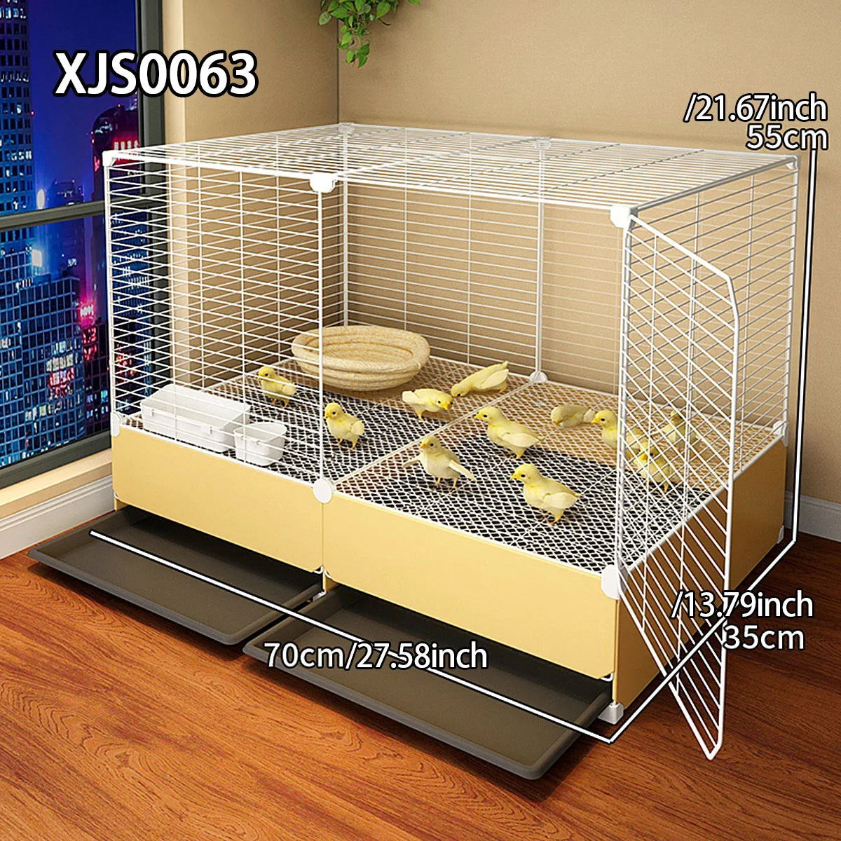 Jaula Metálica Amplia para Cría de Gallinas