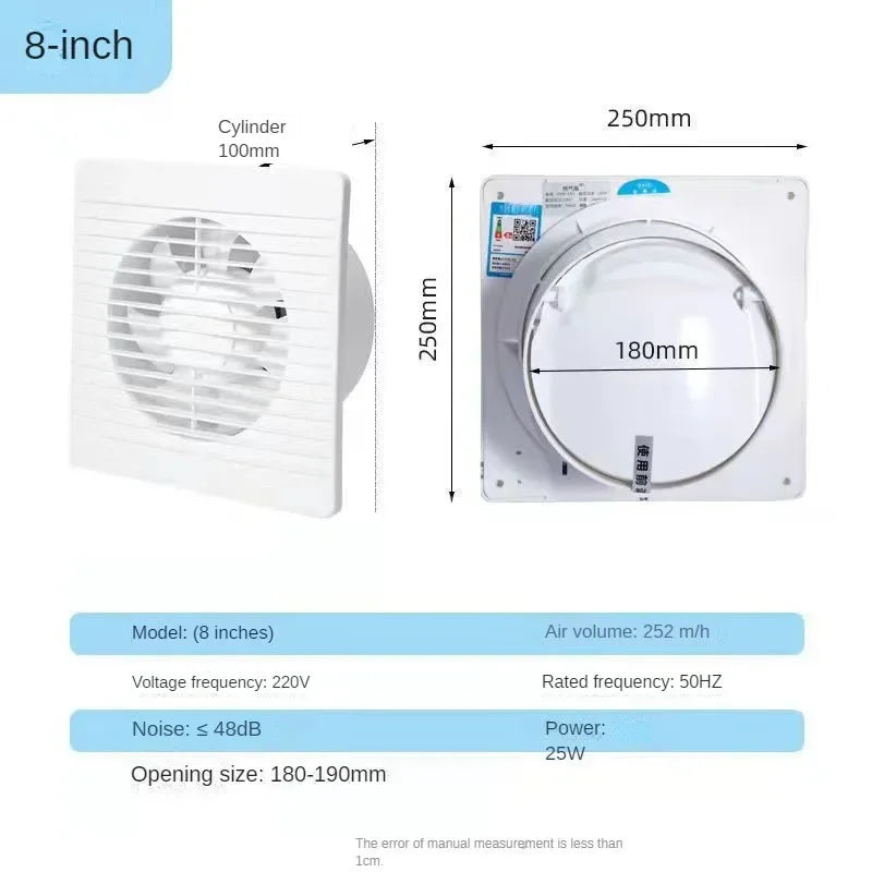 220V 4 inch 6 inch 8inch Hanging Wall White Ventilador Small Ventilator Extractor Exhaust Fans Toilet Bathroom Kitchen Fan