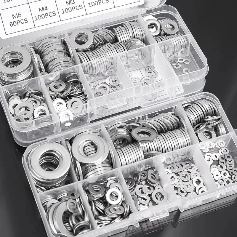Stainless Steel Washer Kits Thin Smooth Metal Gaskets M6 M3 Plain Snap Washer M2 M2.5 M4 M5 M8 M10 M12 Screw Flat Washers Rings