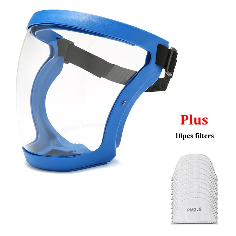 Full Face Shield Transparent Safety Mask with Filthers Oil-splash Proof Eye Facial Anti-fog Head Cover Work Protection Glasses