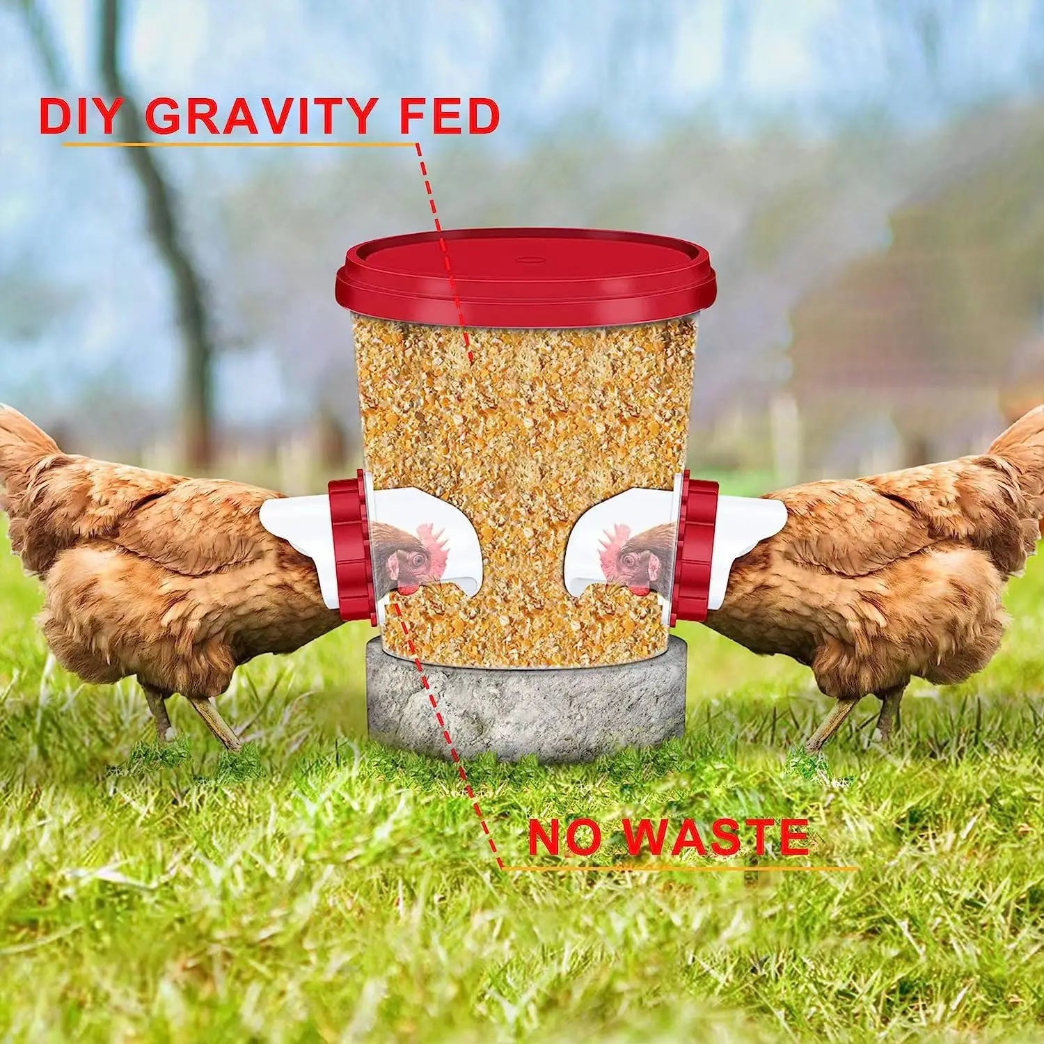 Poultry Pro Feeder Rainproof Chicken Feeder DIY Automatic Poultry Feed Bucket Self Gravity Feeding Of Chicken And Duck