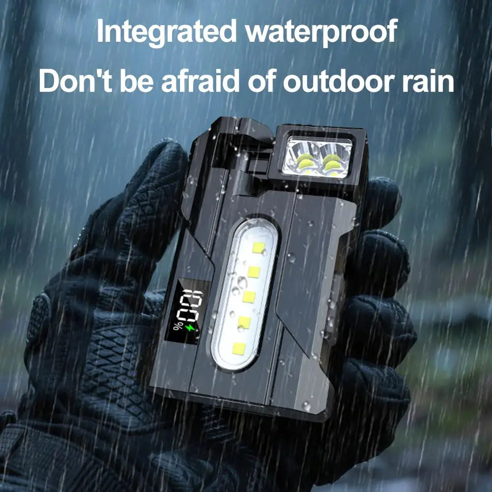 Portable Flashlight Ajustable-angle Magnetic Rechargeable Multifunctional Flashlights Outdoor Red and Blue Warning Work Lights